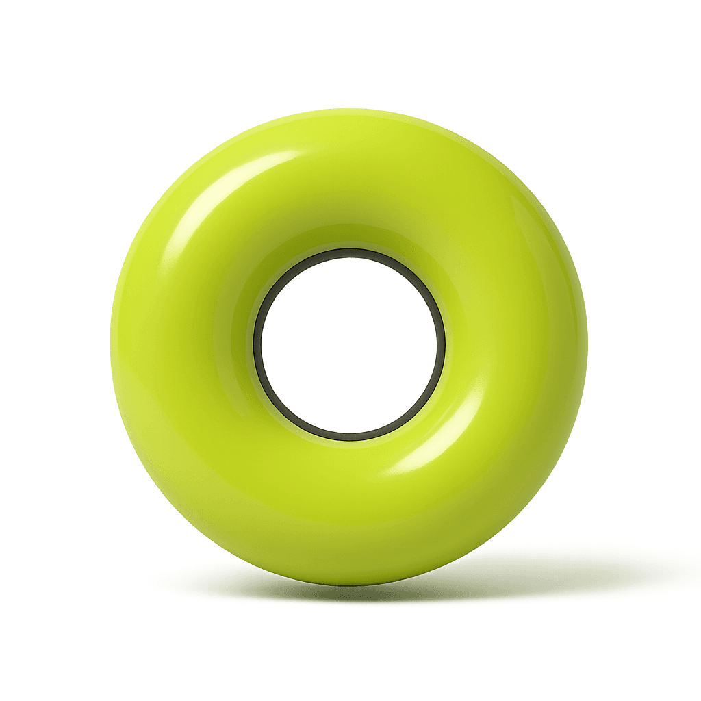 A glossy lime torus representing the R&H 500 value flywheel